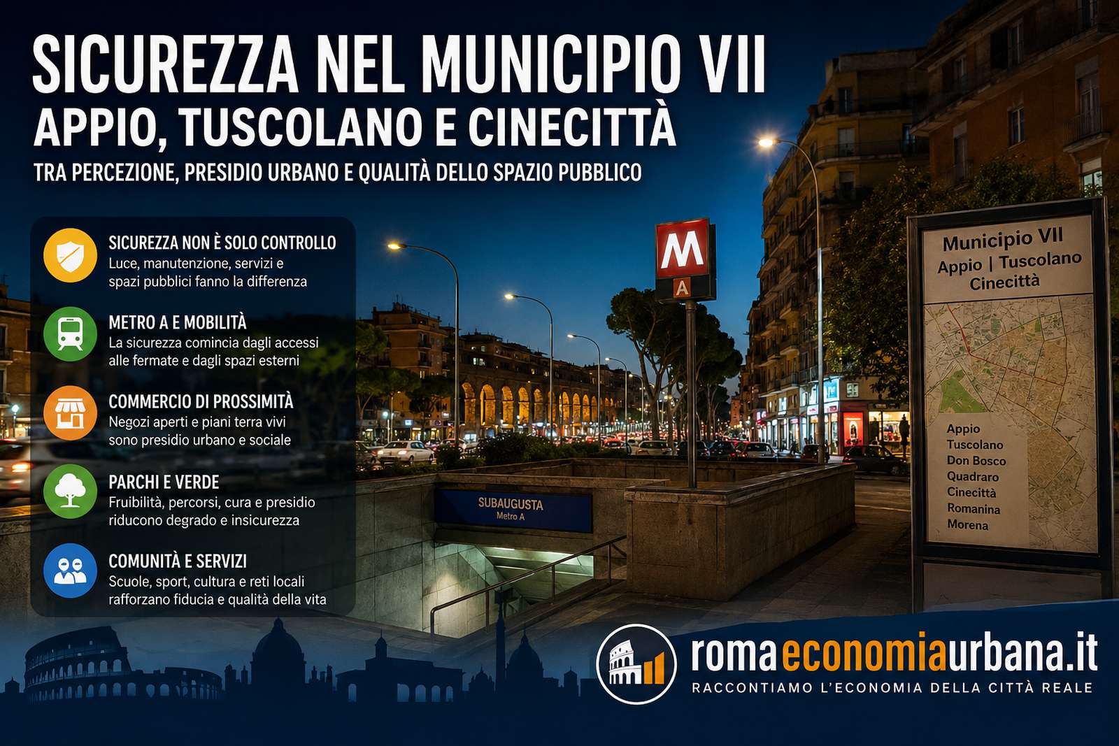 Sicurezza nel Municipio VII: Appio, Tuscolano e Cinecittà tra percezione, presidio urbano e qualità dello spazio pubblico